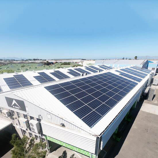 100kW Commercial Solar system on white buildings