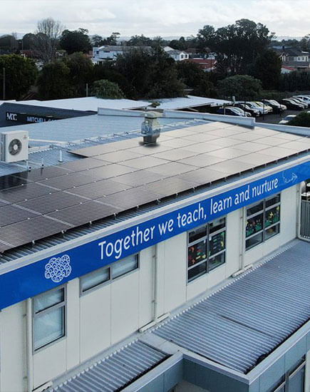 Commercial solar panel system on a school building